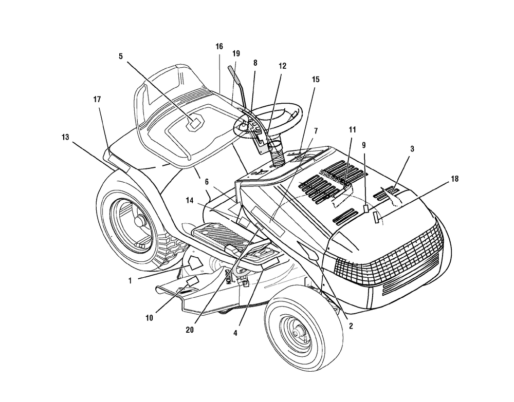 Decals Diagram and Parts List for 405606X190A-552546 2006 Briggs and Stratton Lawn Tractor